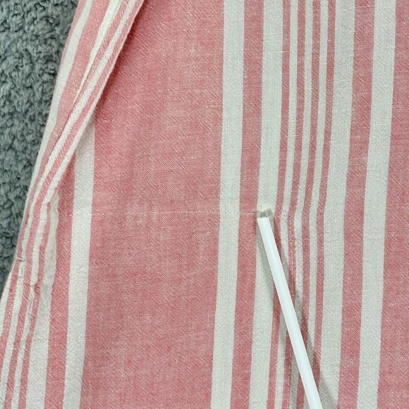 D&Co. Top Women L‎ Pink Striped Popover Yarn Woven Hi-Low Hem Linen Blend F14 - Picture 14 of 16